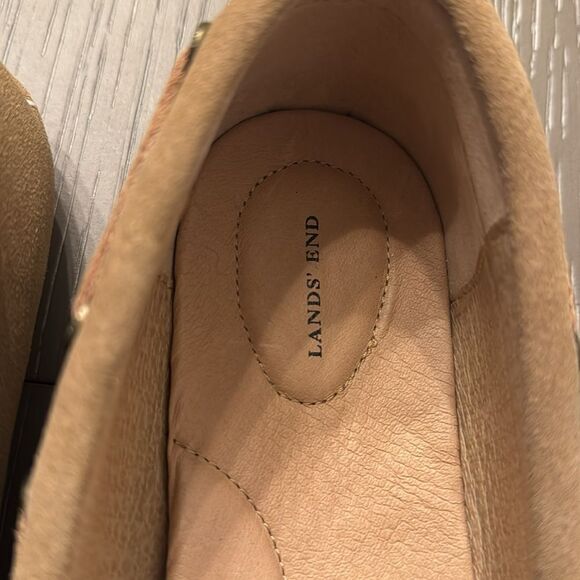 Lands’ End Women’s Size 11 Tan Natural Suede Leather Moccasins Slip On Shoes New - Picture 10 of 12